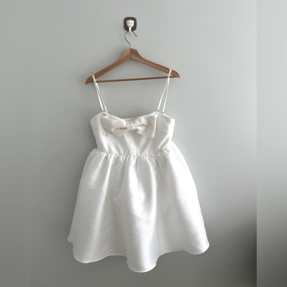 Self Portrait WHITE TAFFETA BANDEAU MINI DRESS - Picture 2 of 4